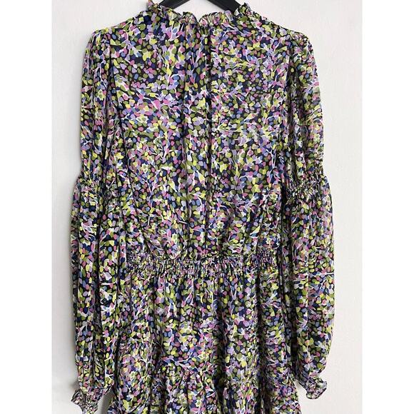 Ted Baker 2 USA 6 Dress Karlie Long Sleeve Floral Poet Sleeve Smocked Waist - Picture 10 of 12
